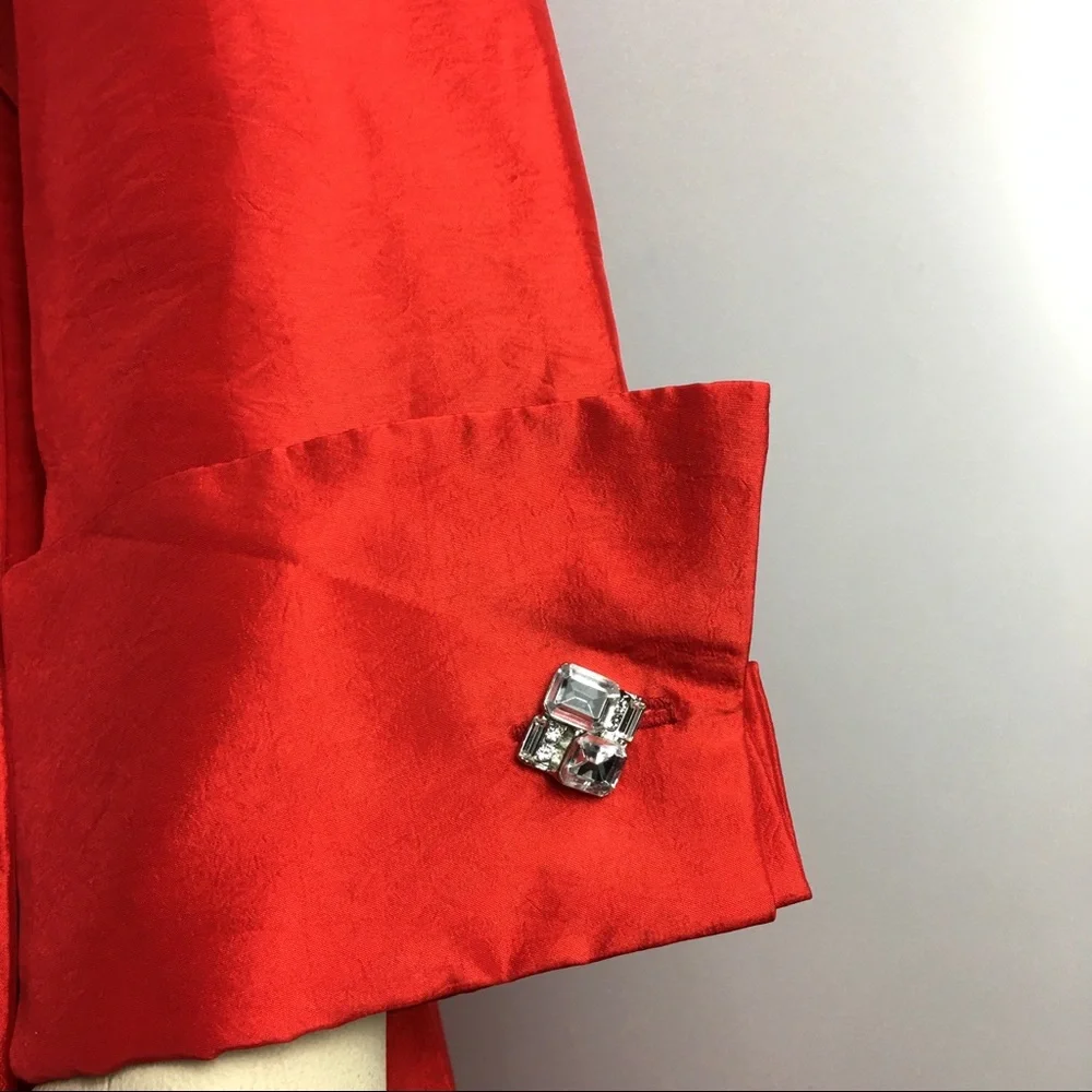 Vintage 1950s Fit & Flare Red Dress Dolman Sleeves - Picture 2 of 7